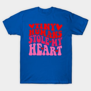 Groovy Tiny Humans Stole My Heart Valentine's Day NICU Nurse T-Shirt